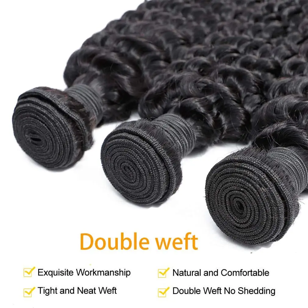 Tissage en lot brésilien 100% naturel bouclé birman, Deep Wave, 15A, Extensions de cheveux, lots de 1/3/4