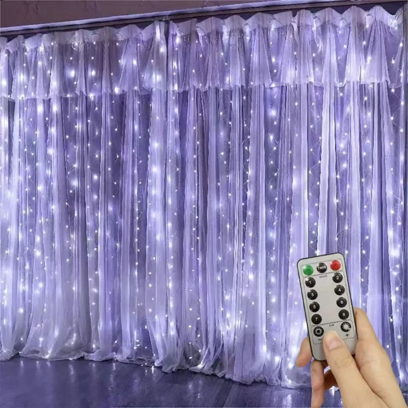 3 x 3 m/4 x 3 m/6 x 3 m USB-Fernbedienung, LED-Lichterkette, 8 Modi, für Weihnachten, Hochzeit, Zuhause, Urlaub, Girlande, Dekoration