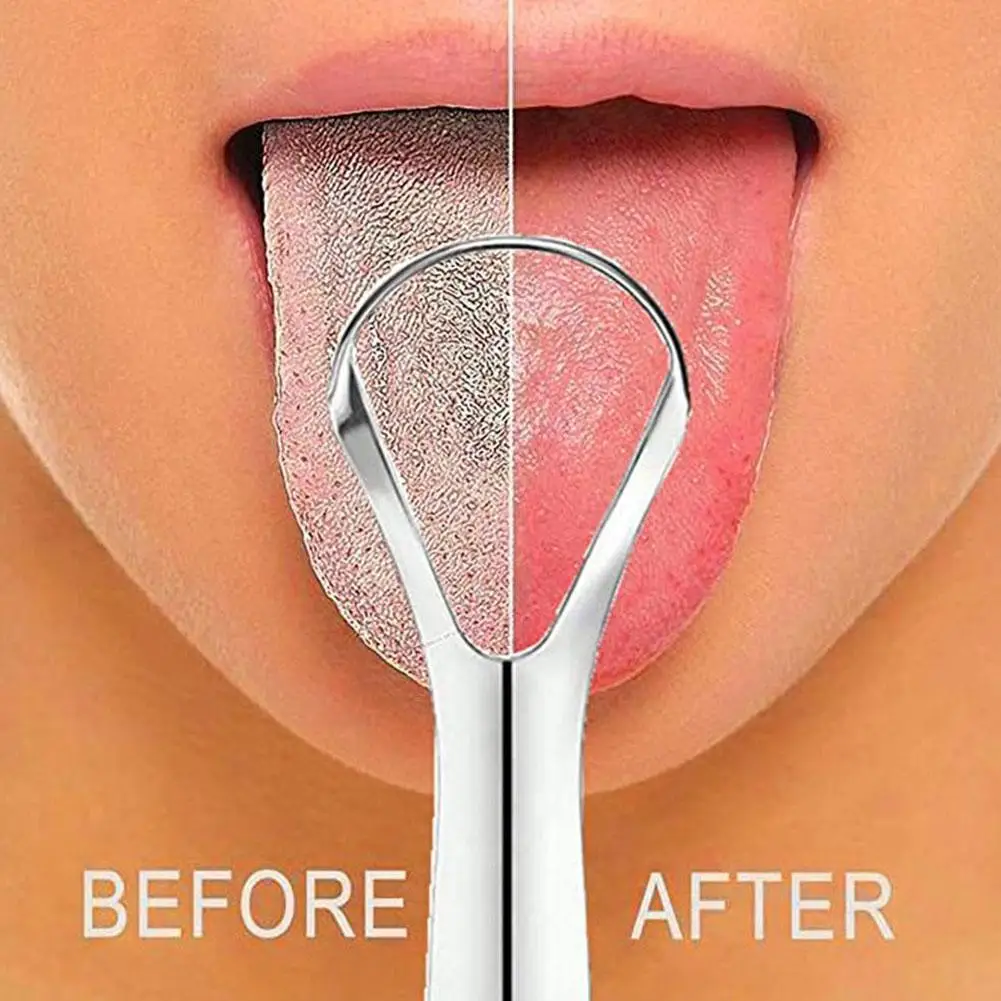 Metal Tongue Scraper Stainless Steel Tongue Cleaner Supplies Oral Hygiene Fresher Reusable Mouth Tool Care Cleaning Breath O8F4