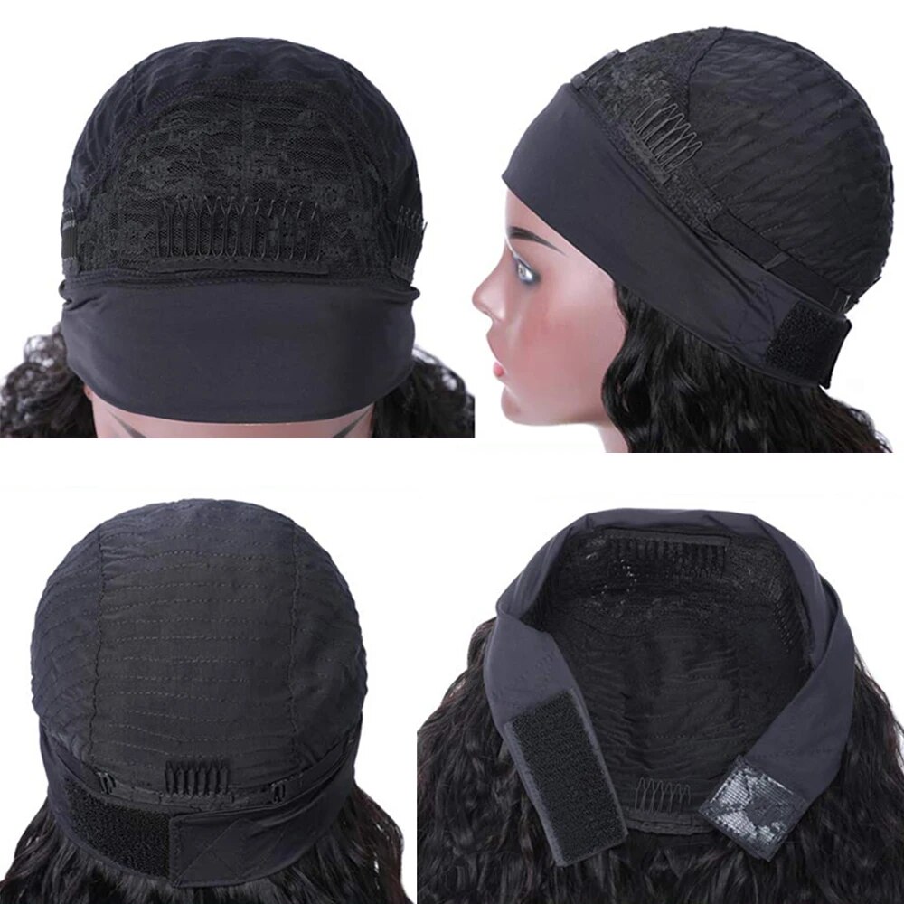 변태 스트레이트 머리띠 가발 인간의 머리 가발 전체 기계 제작 흑인 여성을위한 브라질 인간의 머리 가발 180% 밀도