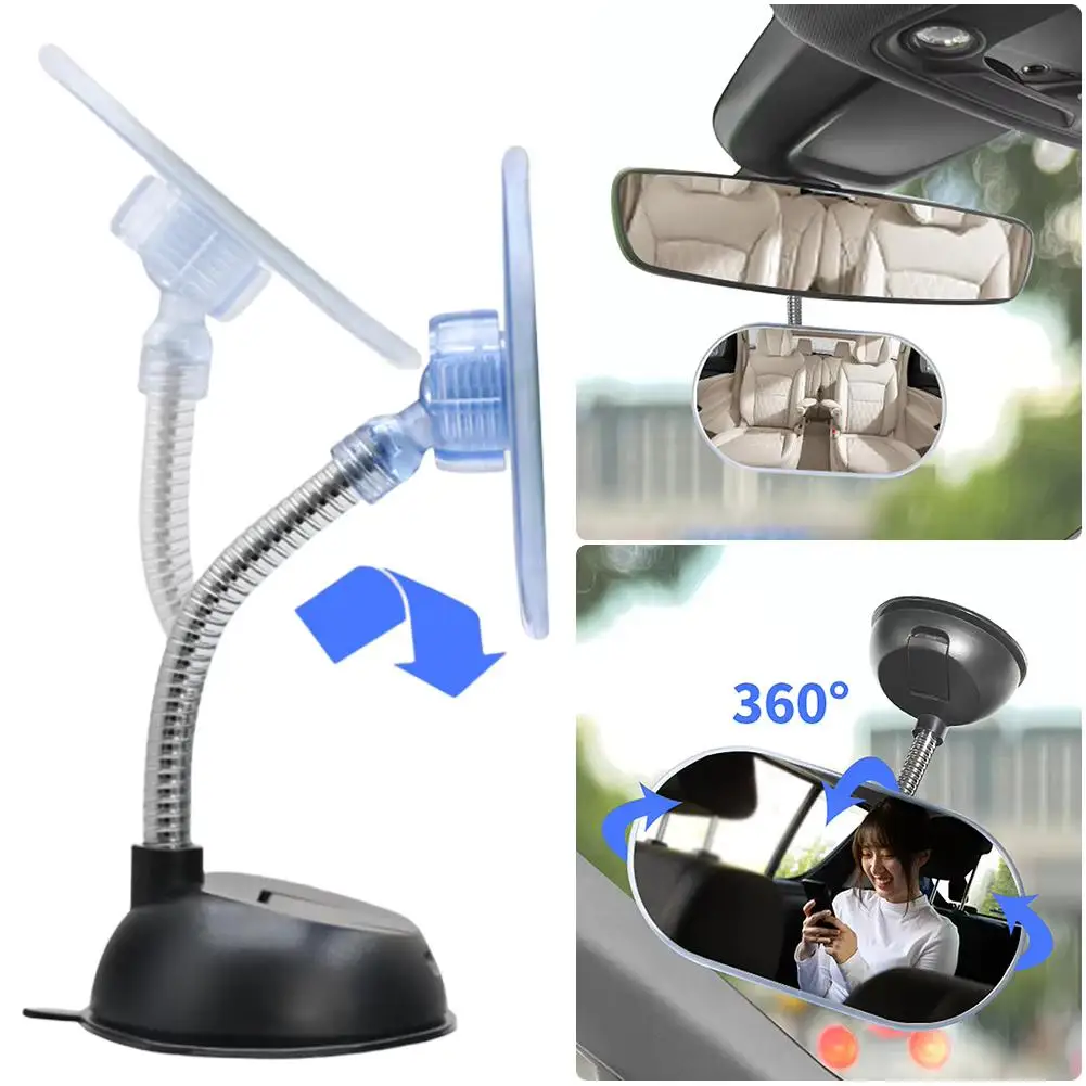 Espelho retrovisor ajustável do carro para crianças, ventosa, espelhos interiores, assento traseiro do monitor, ângulo de segurança, acessórios do bebê