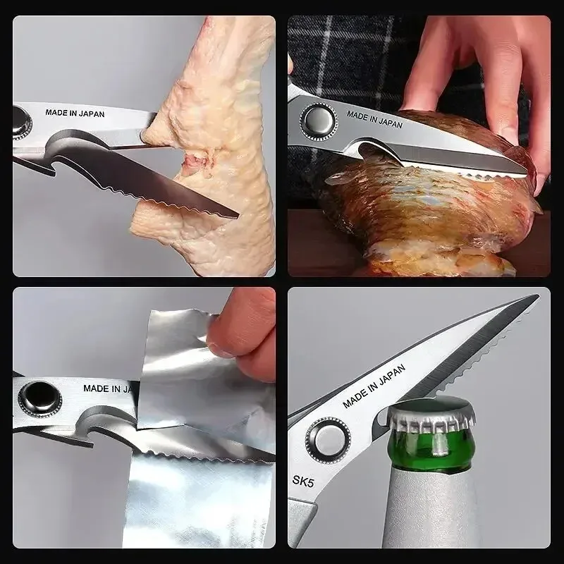 ​ ​ Ciseaux de cuisine multifonctionnels en acier inoxydable, ustensiles de cuisine tranchants adaptés à la manipulation de poulet/légumes/barbecue/viande/poisson