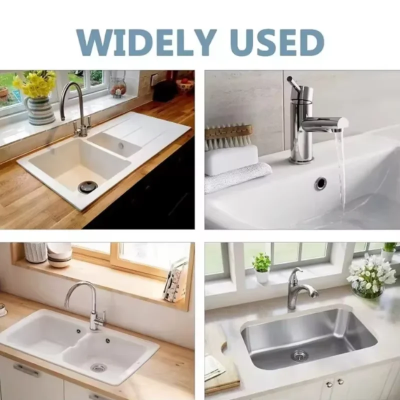 4PCS Plastic Bathroom Kitchen Basin Sink Overflow Cover Ring Insert Replacement Chrome Hole Round Drain Cap Basin Accessory