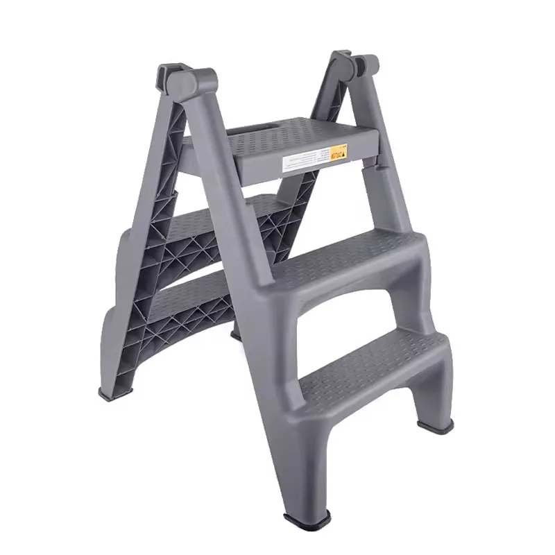 Large Load Capacity 3-Tier Plastic Folding Ladder Sturdy Portable Step Ladder for Home Garden Use