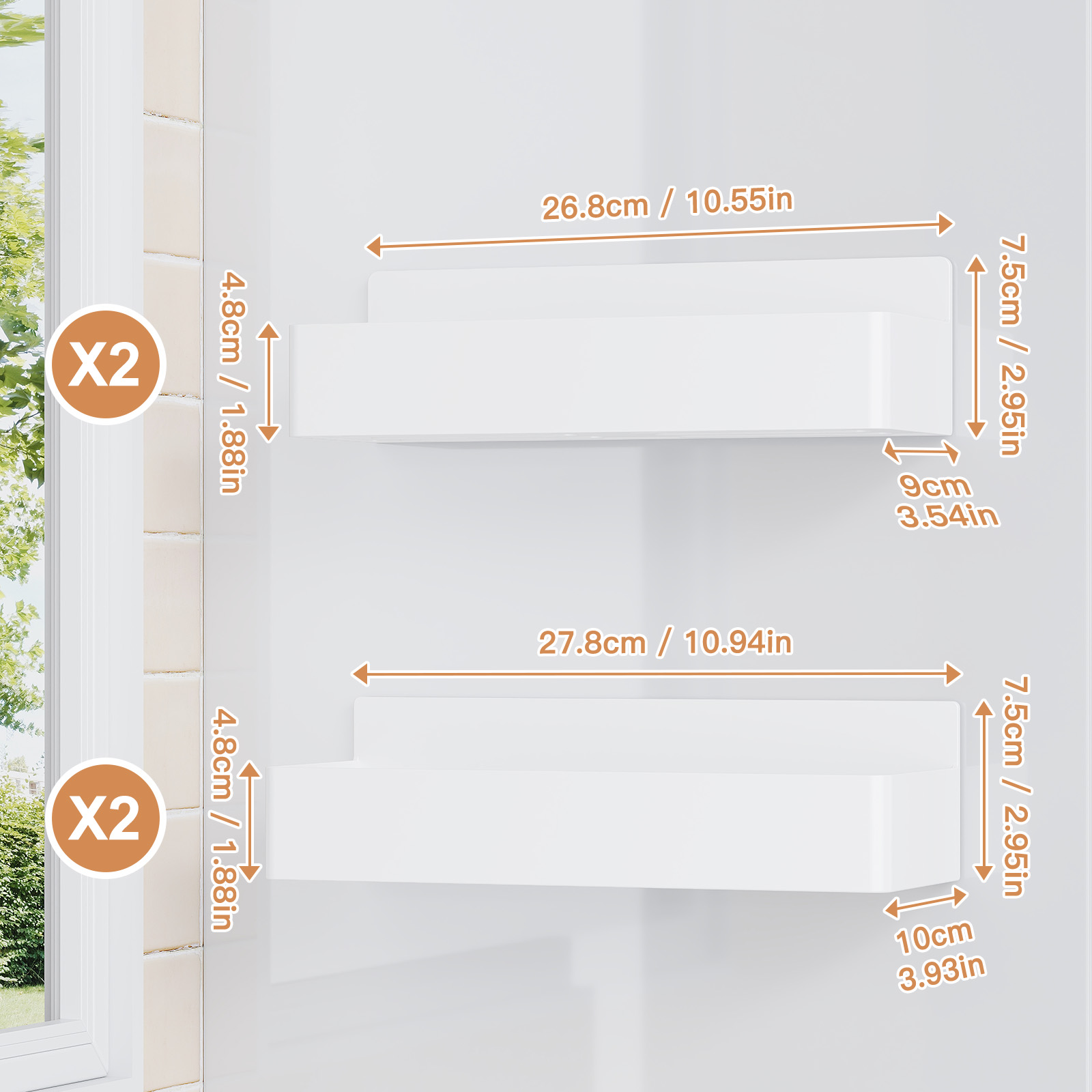 4PCS Magnetic Kitchen Shelves White Plastic Refrigerator Side Organizer Spice Seasoning Racks Household Multi-function Accessory