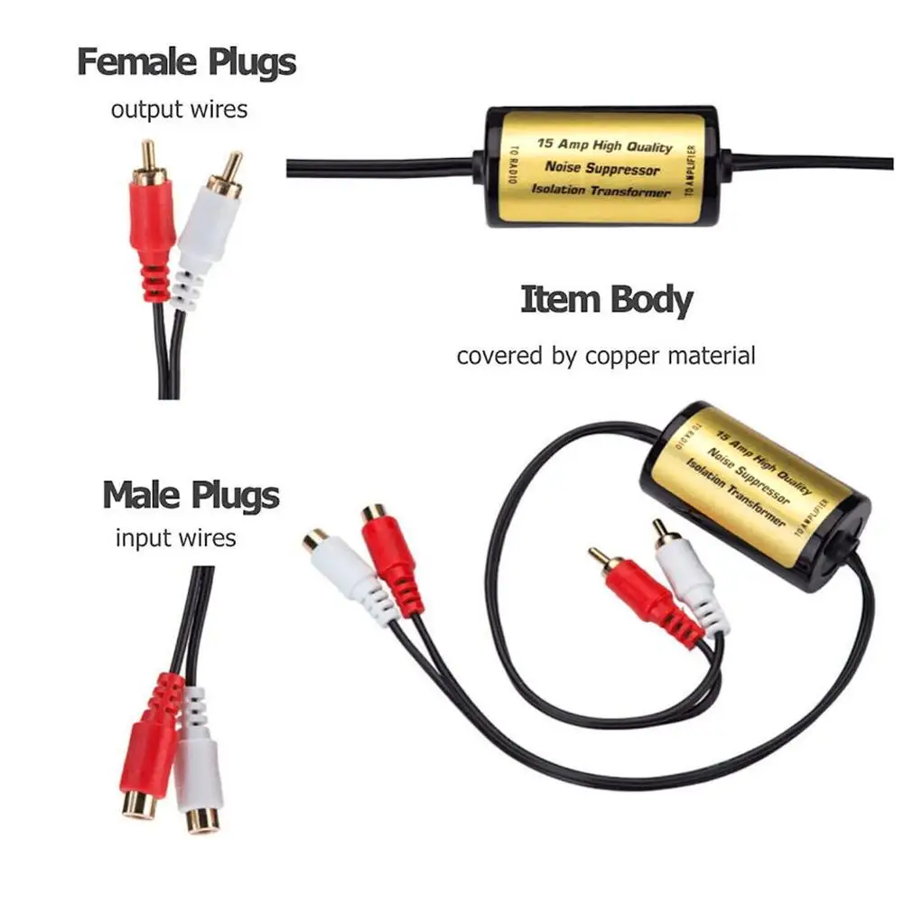 RCA Audio Noise Filter Anti-Noise Ground Loop-Isolator Noise Filter Eliminator Suppressor Ground Loop Lsolator Car Home Stereo