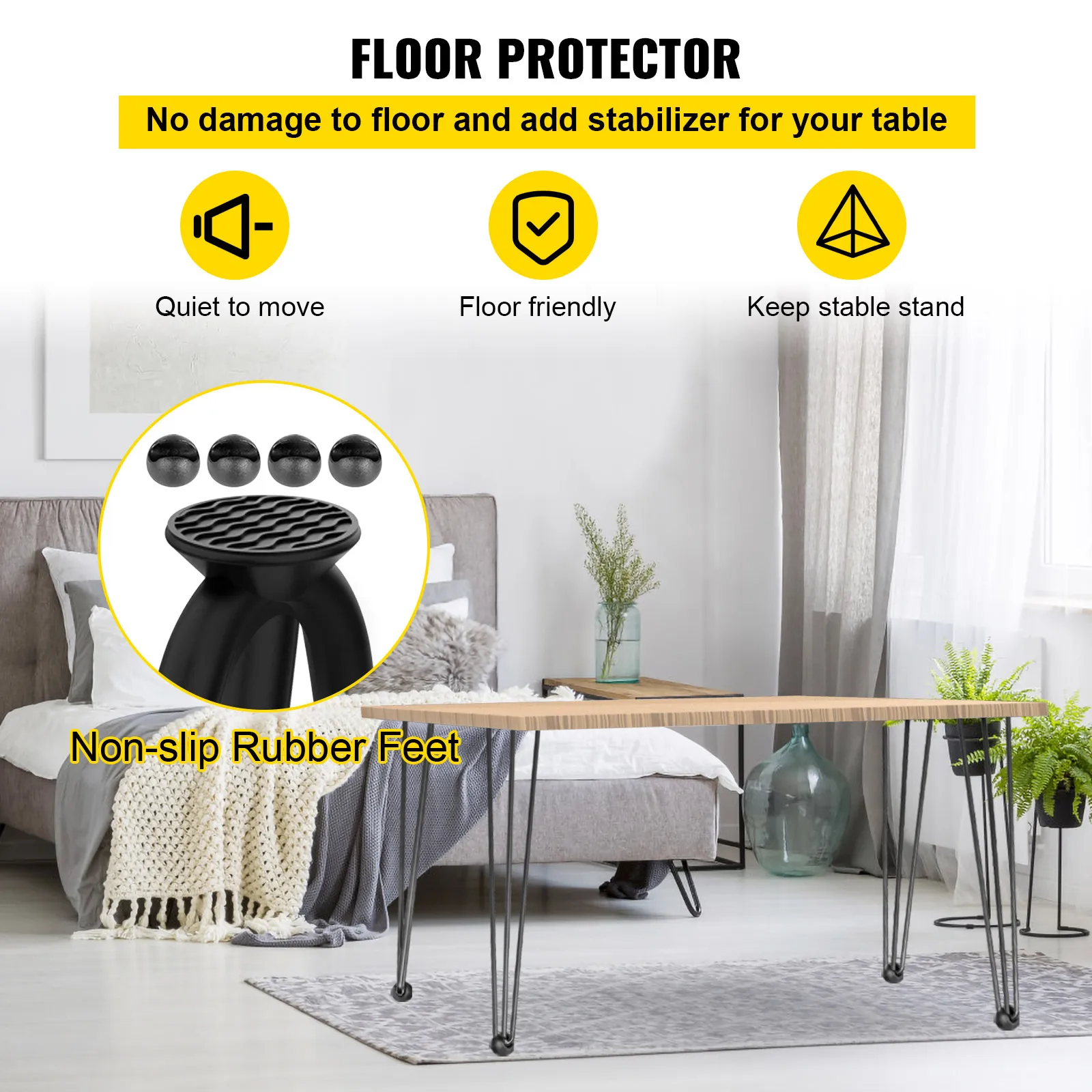 SucceBuy Haarnadel-Tischbeine, schwarz, 4er-Set, Schreibtischbeine, 3 Stangen für Bank, Schreibtisch, Esszimmerstühle, Kohlenstoffstahl, DIY, robuste Möbel