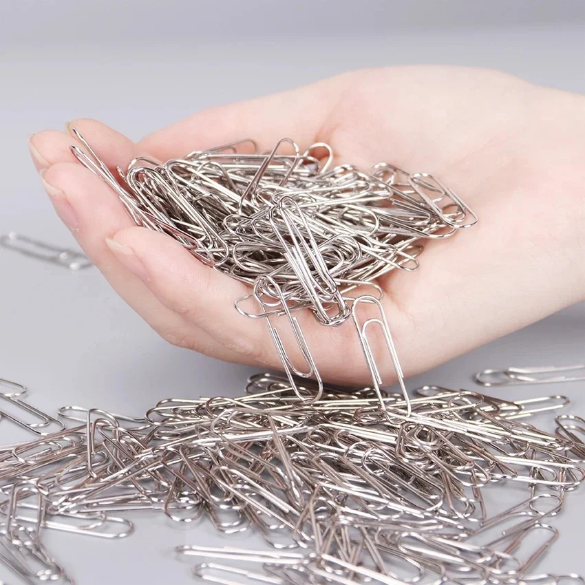 500/300/100/50PCS Metallo Argento Graffette per documenti Segnalibro in acciaio inossidabile Graffette Organizzatori Materiale scolastico per ufficio