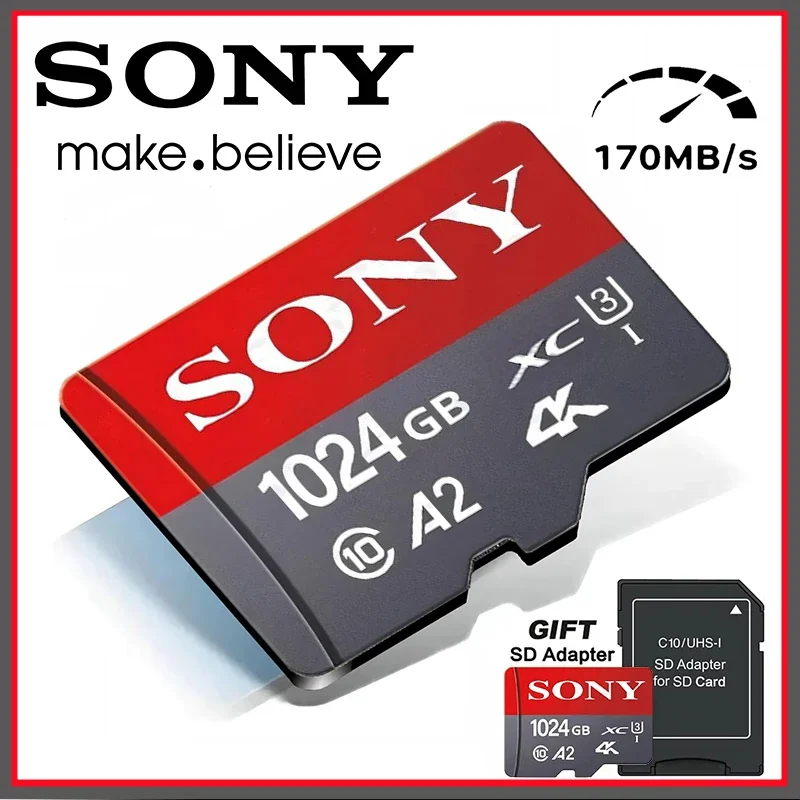 Tarjeta Micro TF/SD SO/NY de 1TB, 64GB, 128GB, Flash Clase 10, tarjeta SD de 256GB, tarjeta de memoria de 512GB para teléfono/cámaras/tableta/Drone