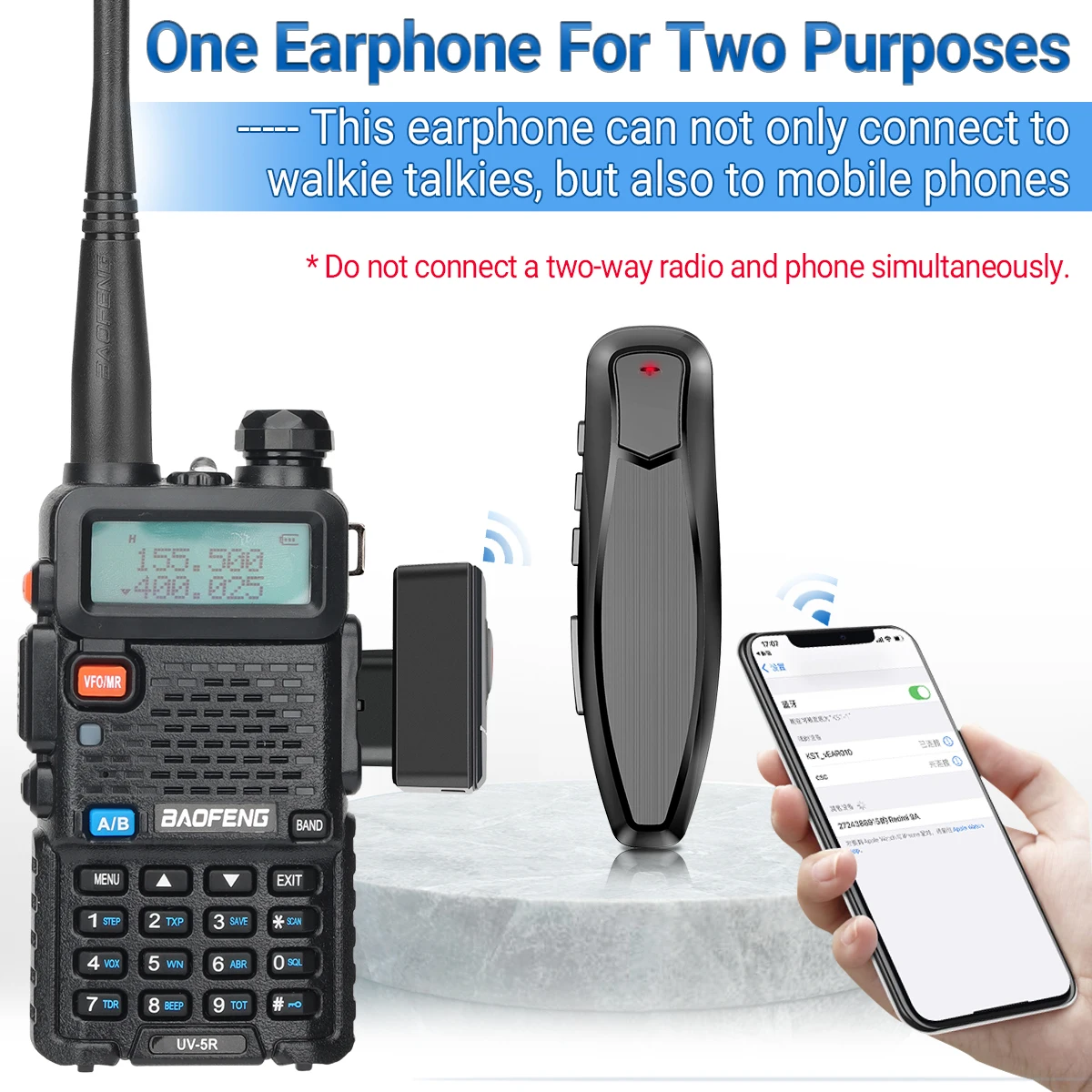 Baofeng トランシーバー ワイヤレス Bluetooth PTT ヘッドセット イヤホン ハンズフリー K プラグ ケンウッド UV-5R BF-888S Quansheng UV K5 (8)