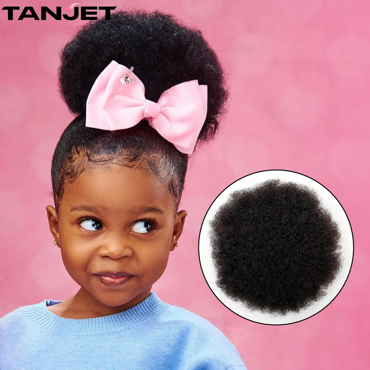 Tanjet Afro Kinkyพัฟหางม้าผมมนุษย์Kinky Curly Drawstringหางม้าบราซิลHairExtensionsธรรมชาติ 6 นิ้วChignon
