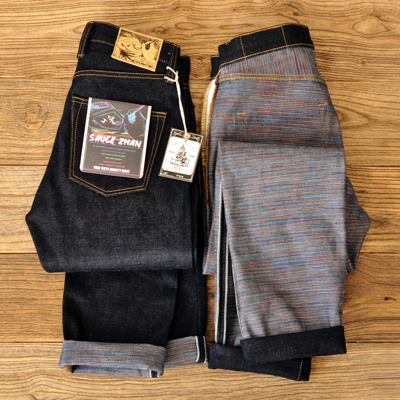 Saucezhan-メンズヴィンテージデニムジーンズ308xx-z1,生,色あせない,レインボーカラー,21オンス