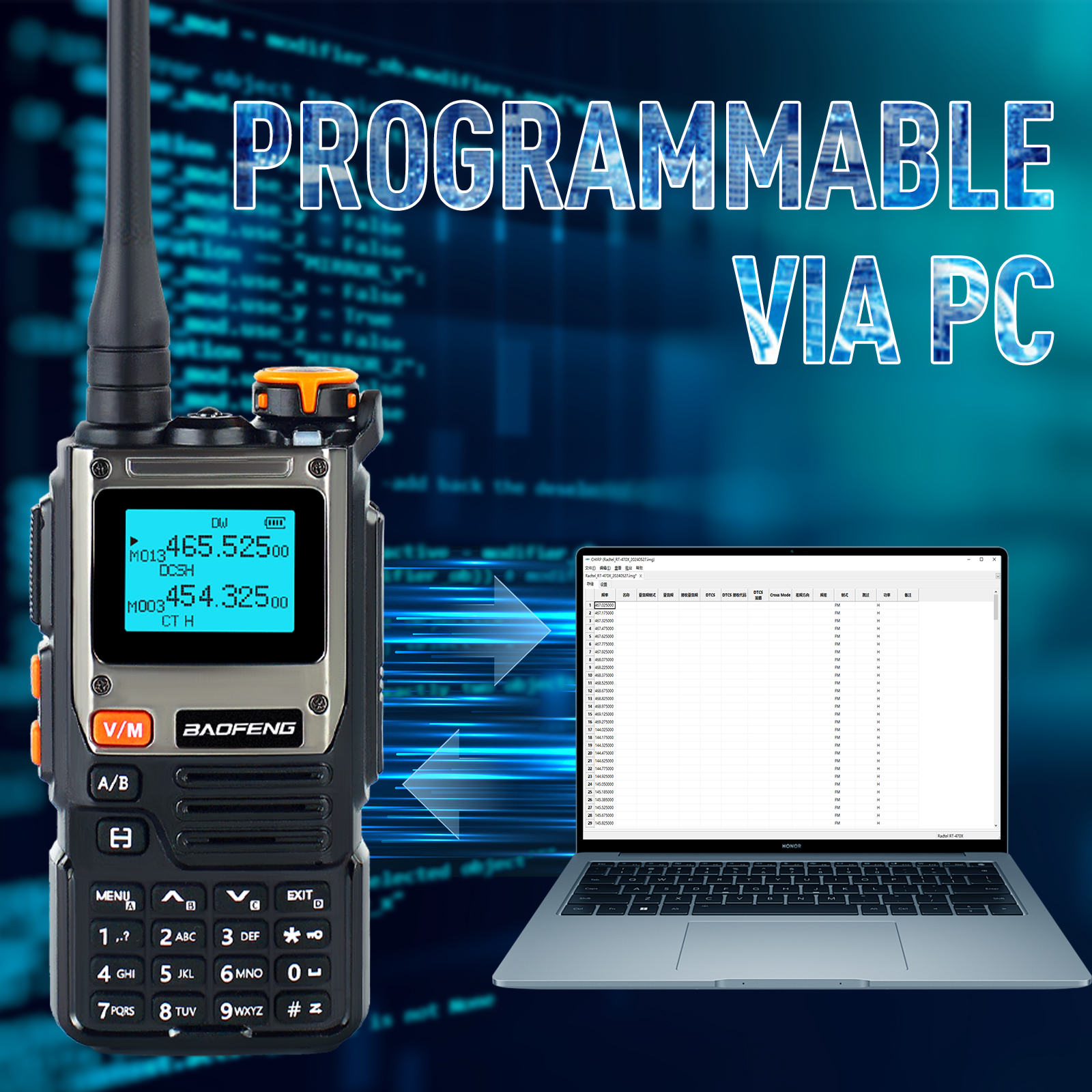 Baofeng UV-K61 Ham Radio Air Band Walkie Talkies 999 Channels Two Way Radio Station Aviation NOAA Police Marine (Upgrade UV-k6)
