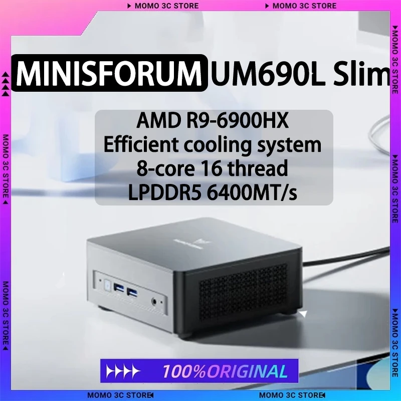 MINISFORUM UM690L Slim AMD R9-6900HX Mini-Host-Computer Mini-Host Hochleistungs-Ultra Silent Gaming Office Desktop Kleiner Host