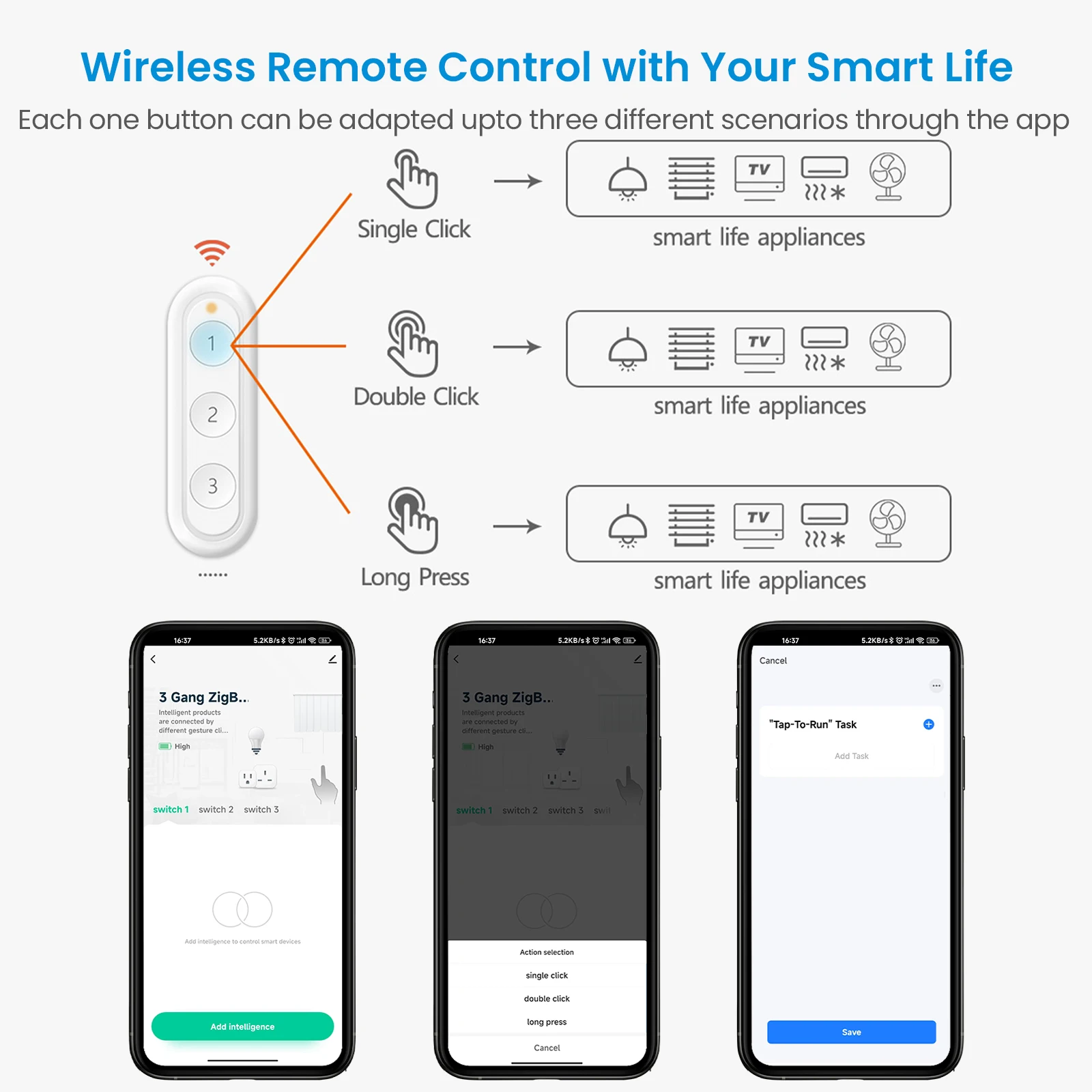 LoraTap ZigBee 3.0 Wireless 6-Druckknopf-Fernbedienung Tuya Scene Automation Control Switch Smart Life App