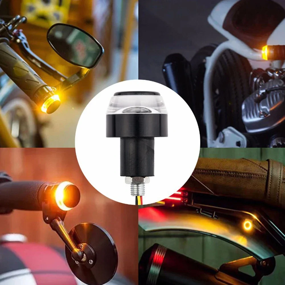 2 Stuks Motorfiets Led Stuur End Richtingaanwijzer Wit Geel Flasher Handgreep Bar Blinker Zijmarkeringslamp verlichting 12V