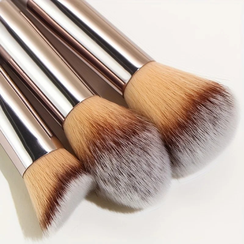 Juego completo de brochas de maquillaje color champán dorado, 10 Uds., base, polvo suelto, colorete, corrector, sombra de ojos, juego profesional