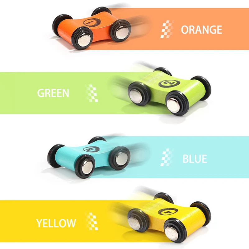 4 個子供木製スクーターおもちゃトラックおもちゃの車スライディングレーシングスライド交換ランプレースカーモデルのおもちゃ少年ミニレーサー