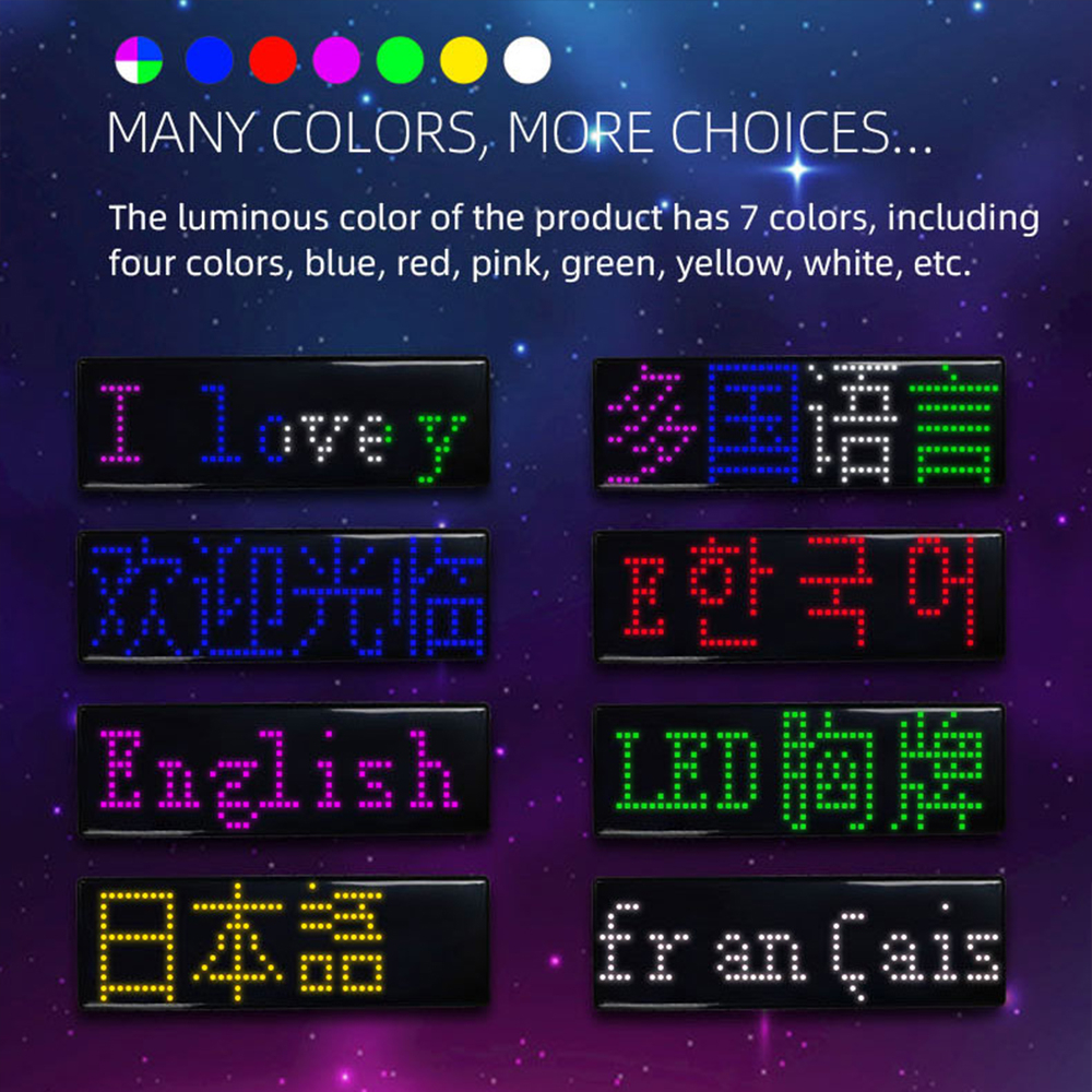 Bluetooth LED Namensschild DIY programmierbare Scrolling Message Board mehrsprachige Mini LED Tag Muster Display für Party Meeting