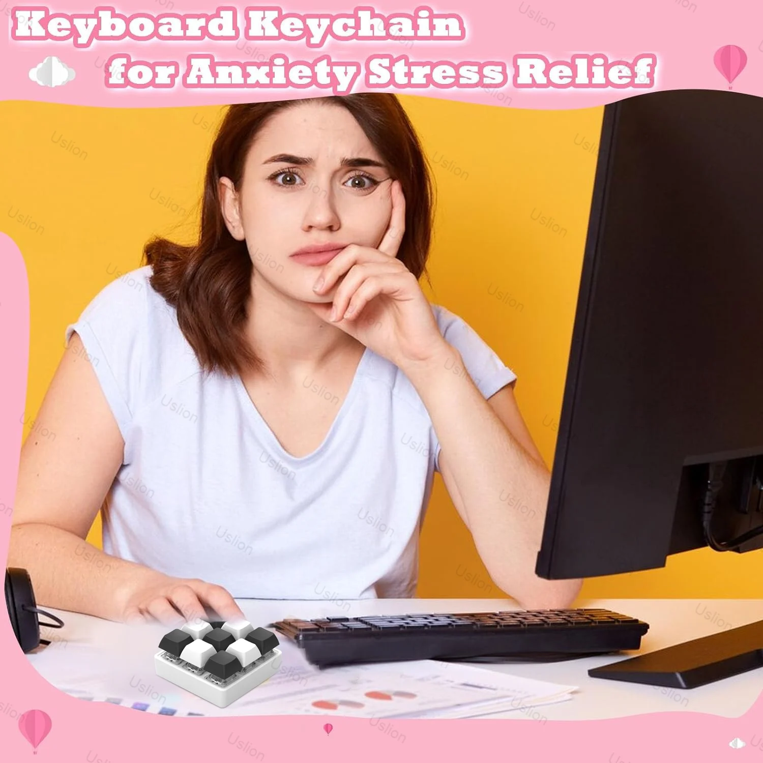 9 touches clavier clé jouet fête soulagement du Stress bricolage Fidget bouton Keycap Fidget porte-clés clavier porte-clés jouets doigt clavier