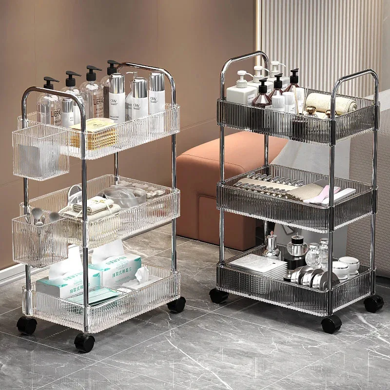 Carrelli da salone in acrilico nordico carrello portautensili speciale per salone di bellezza carrello ausiliario per la casa con ruote mobili da salone