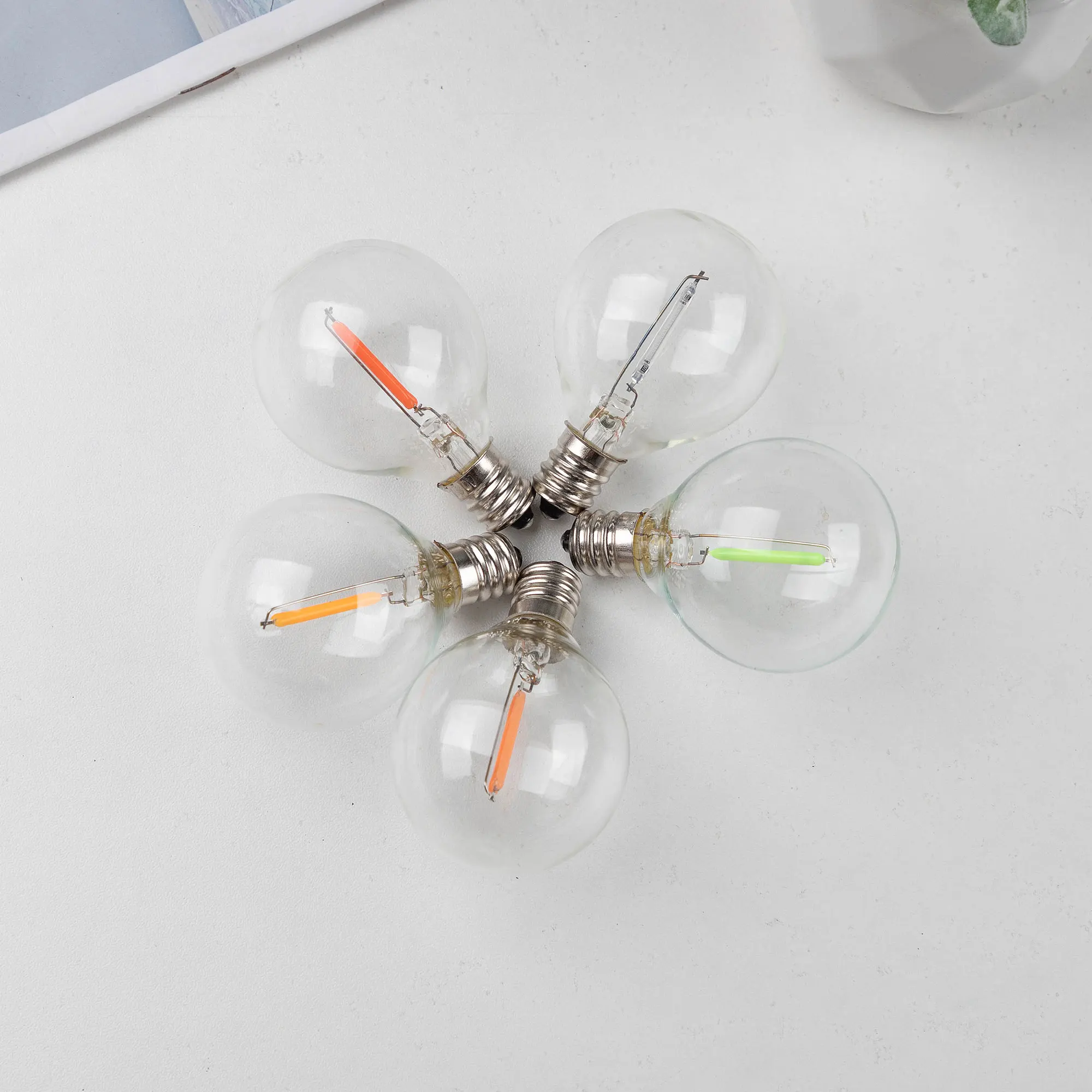 Multicolor Led Replacement Bulb G40 Colored Filament Bulb 1W E12 RGB Globe Mini Ball Lamps For String Light Birthday Party Decor