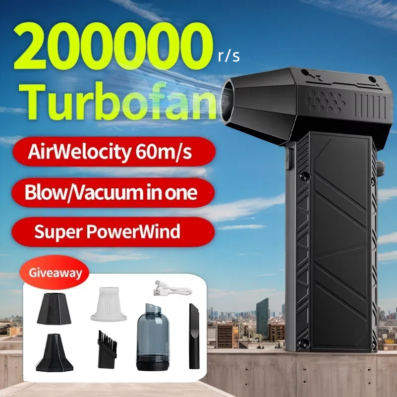 Ventilateur Violent 200000 tr/min, aspirateur souffleur d'air injuste, nettoyeur de poussière, charge de type C, vent de bain, 53 mumental, sans balais Turbo Jet Blower