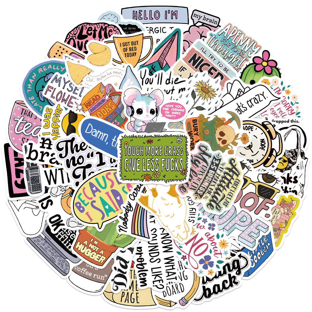 50pcs การ์ตูนตลก Sarcastic สติกเกอร์สําหรับกระเป๋าเดินทางแล็ปท็อปกีต้าร์โทรศัพท์สเก็ตบอร์ดกันน้ํา Graffiti ไวนิลจักรยานสติ๊กเกอร์รถ