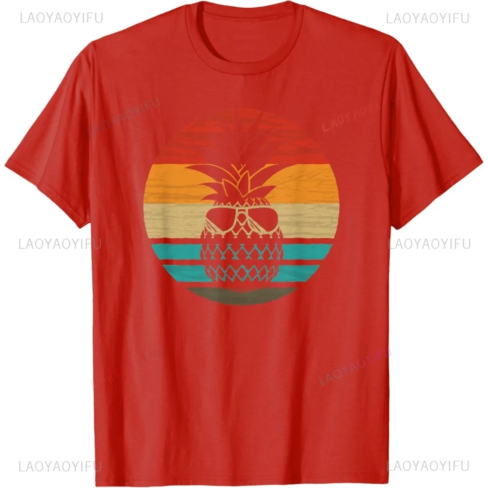 Kaus Pecinta Ananas Gaya Retro Nanas Cetak Grafis Buah Lucu Kaus Pria Y2k Pakaian Jalanan Longgar Mode Kasual Hip Hop