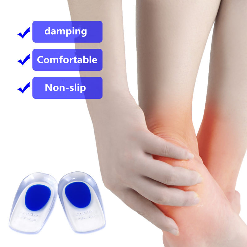 Palmilhas ortopédicas de gel de silicone macio para esporas de calcanhar dor pé almofada massageador cuidados meio calcanhar palmilha almofada aumento de altura