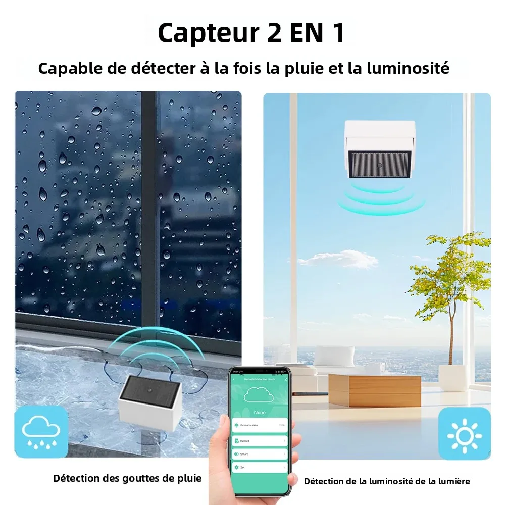 Tuya Zigbee capteur de détection de gouttes de pluie avec détecteur de lumière IPX4 étanche extérieure Support Assistant à domicile Zigbee2mqtt