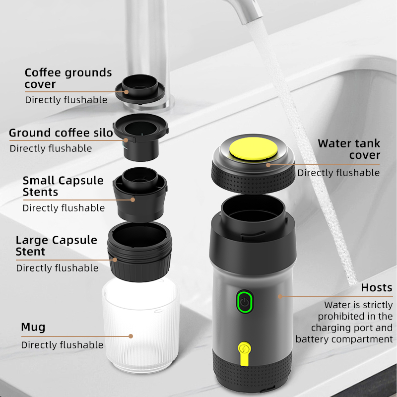 Cafetera de cápsulas de café expreso totalmente automática portátil para cápsulas grandes y pequeñas de cafetera eléctrica de café en polvo