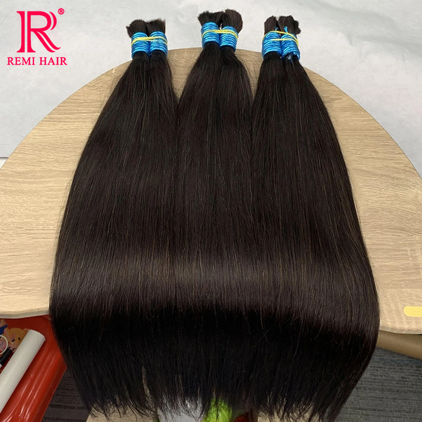 100% จริงไม่มี Weft Human Hair Extensions สําหรับผู้หญิง Remy Human Hair Bulk ที่ยังไม่ได้ธรรมชาติ Virgin อินเดียผม Braiding Original