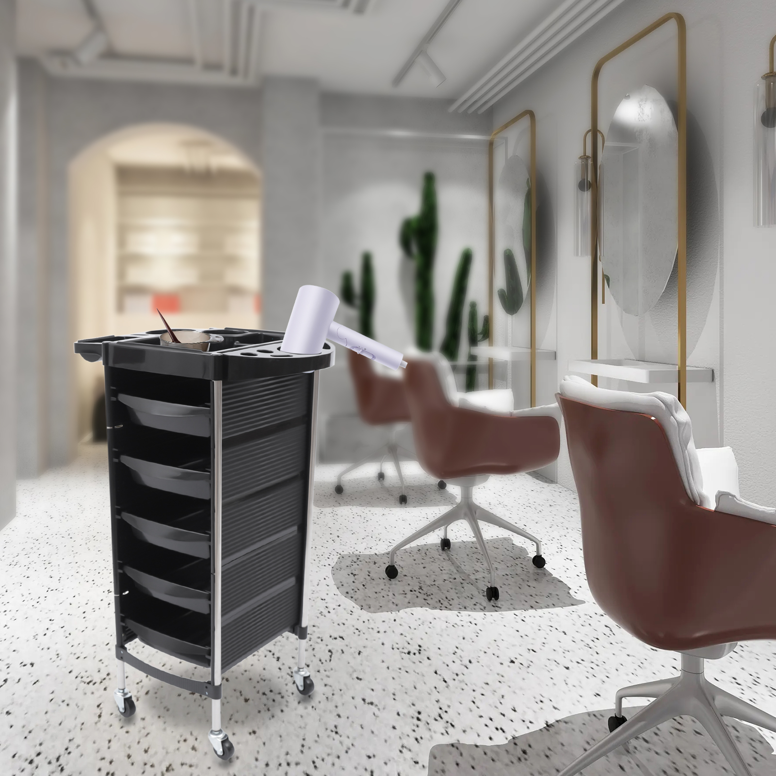 5 Ebenen Friseursalon Trolley Beauty Spa Friseur Schublade Wagen mit Rädern