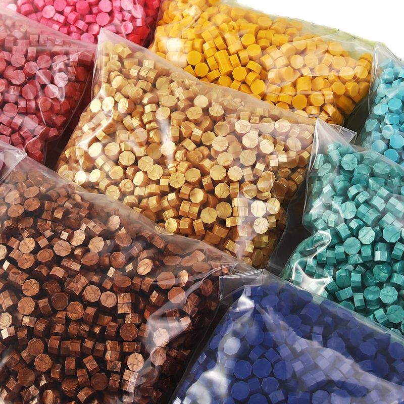 100 Chiếc Retro Con Dấu Tem Đính Hạt Vintage Bát Giác Niêm Phong Sáp Hạt Cho Thêu Sò Cưới Thủ Công Trang Trí Thẻ Làm Dụng Cụ