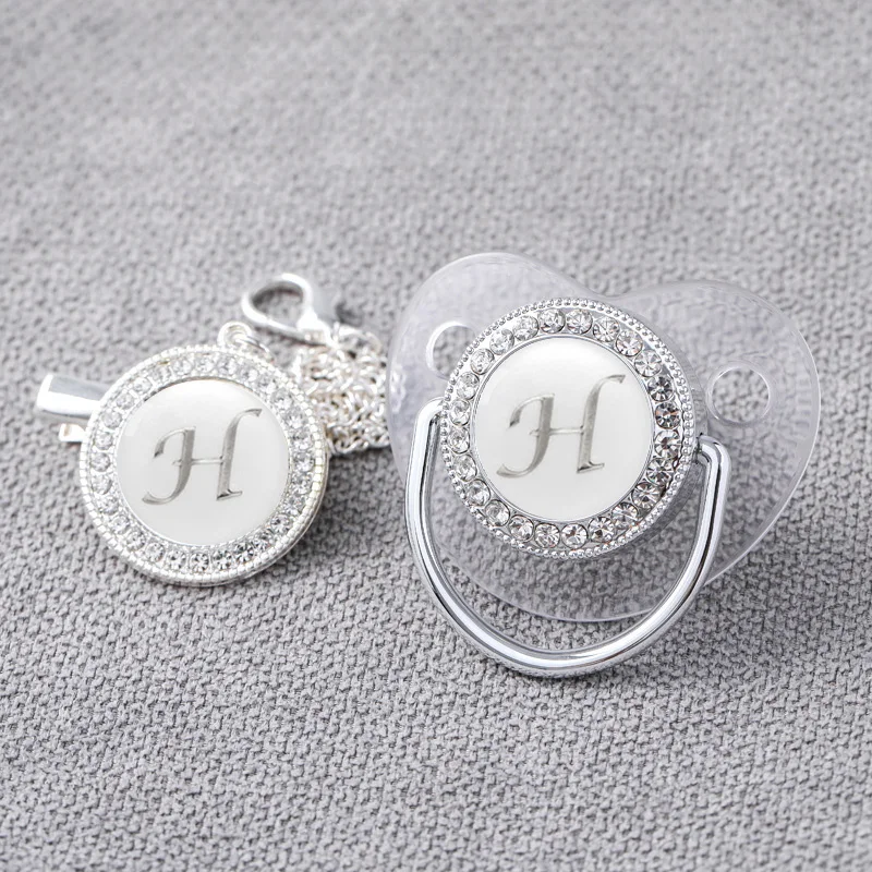 Cho Bé Cá Tính Núm Vú Giả Kẹp Sơ Sinh Cao Cấp Núm Vú Giả Giá Đỡ Chữ Bạc Bling Trẻ Sơ Sinh Trong Suốt Núm Vú Silicone Không Chứa Bpa