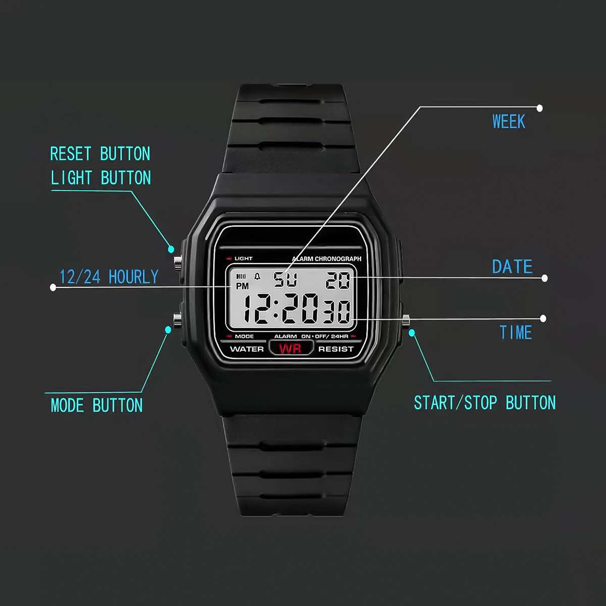 Reloj electrónico Digital LED para mujer, Reloj deportivo multifuncional para exteriores, sencillo, de ocio, para hombre y mujer, superventas
