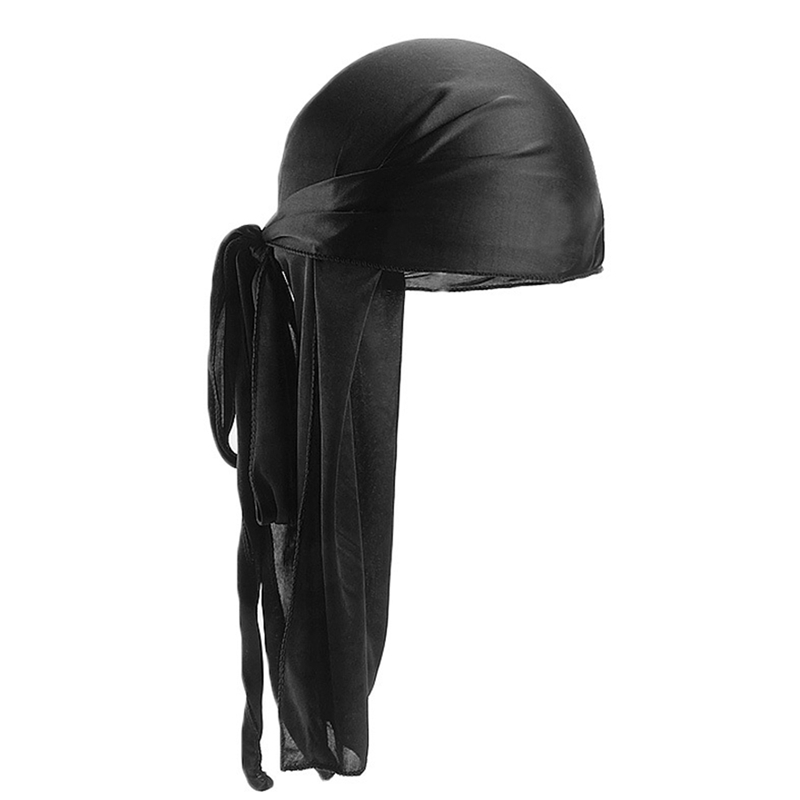 Unisex Extra Lange Staart Tulband Cap Zijdeachtige Durags Bandana Hoofdband Satijn Durag Du-Rag Pruiken Hoofddeksels Piraat Headwrap Ademend
