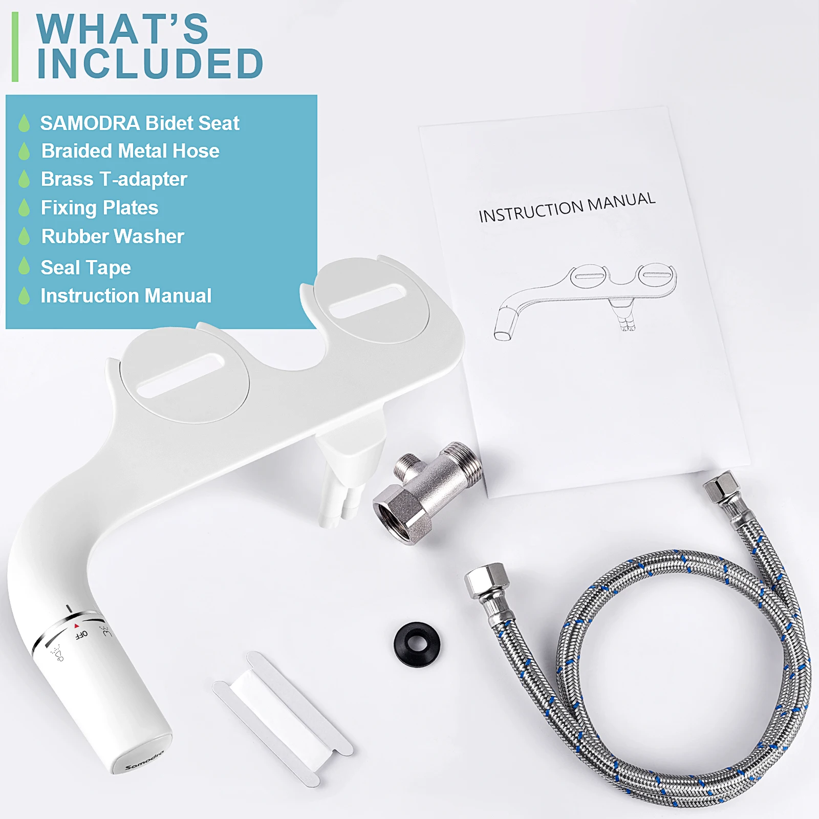 Samodra Bidet aufsatz Ultra flacher Toiletten sitz aufsatz Doppel düsen bidet einstellbarer Wasserdruck nicht elektrisches Sprüh gerät