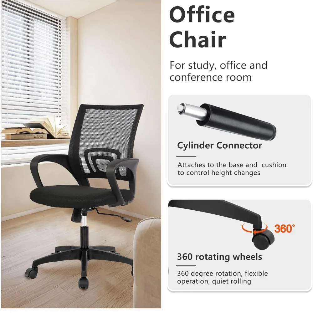 Home Office Chair - Adjustable Ergonomic Chair with Lumbar Support, Armrest, High Density Mesh, 360 Degree Swivel