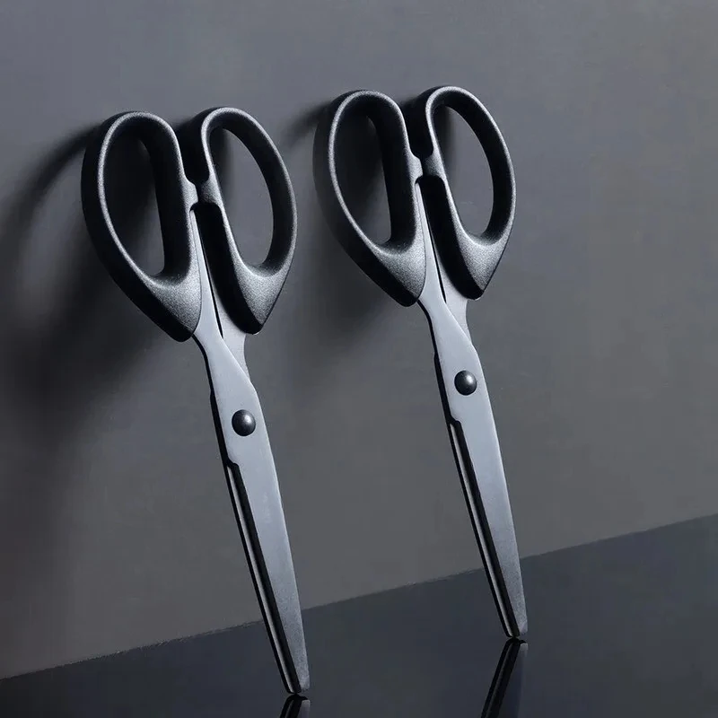 Stationery 180mm Abrasion Resistant Black Blade Scissors Stainless Steel Blades Not Easy to Stick