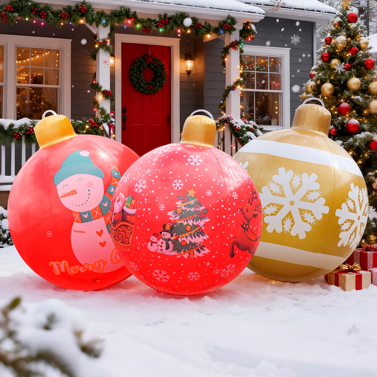 1pc inflável ornamentos de natal bolas grandes infláveis do feriado do pvc bola decorada