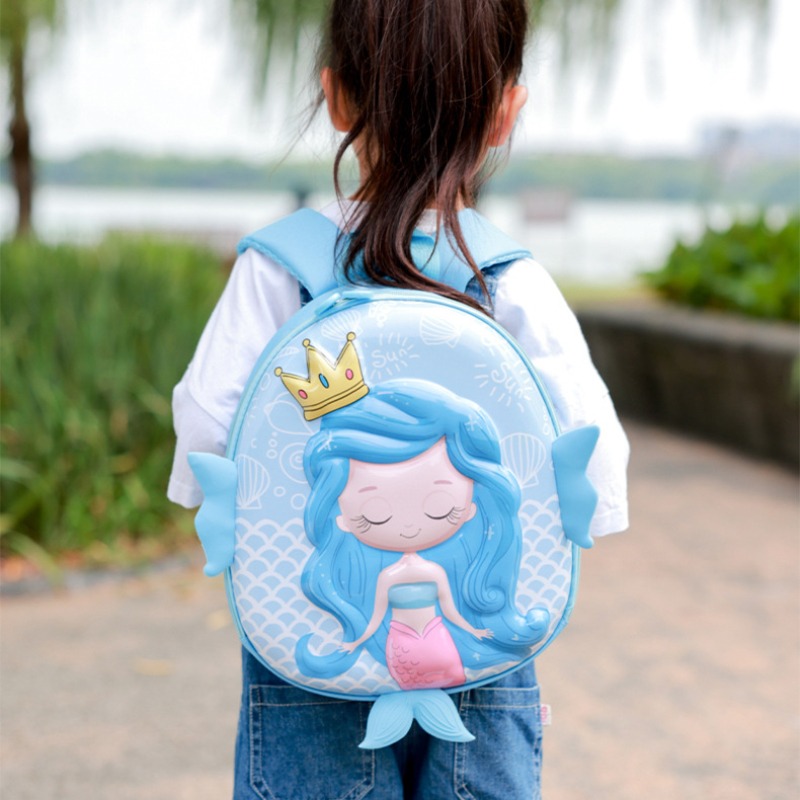 Cartoon Mermaid Backpack Kindergarten Schoolbag EVA Eggshell Children's School Bag 2-5 Years Old Girls Book Bag Kids Backpack