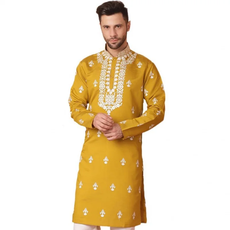 Kurtaasuha impressão digital masculina ajuste regular gola mandarim longo adequado para todas as ocasiões como aniversário casamento Aidilfitri