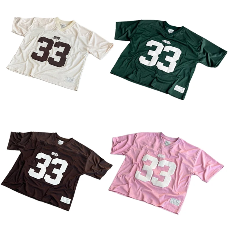 Y2K Mesh Jersey Quick Dry T Shirt Oddychająca odzież uliczna Mężczyźni Kobiety Oversized College Odzież sportowa Unisex Odzież treningowa do piłki nożnej