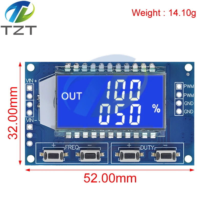 TZT Máy Phát Tín Hiệu Xung PWM Tần Số Chu Kỳ Nhiệm Vụ Có Thể Điều Chỉnh Mô Đun Màn Hình Hiển Thị LCD 1Hz-150Khz 3.3V-30V PWM Mô-đun