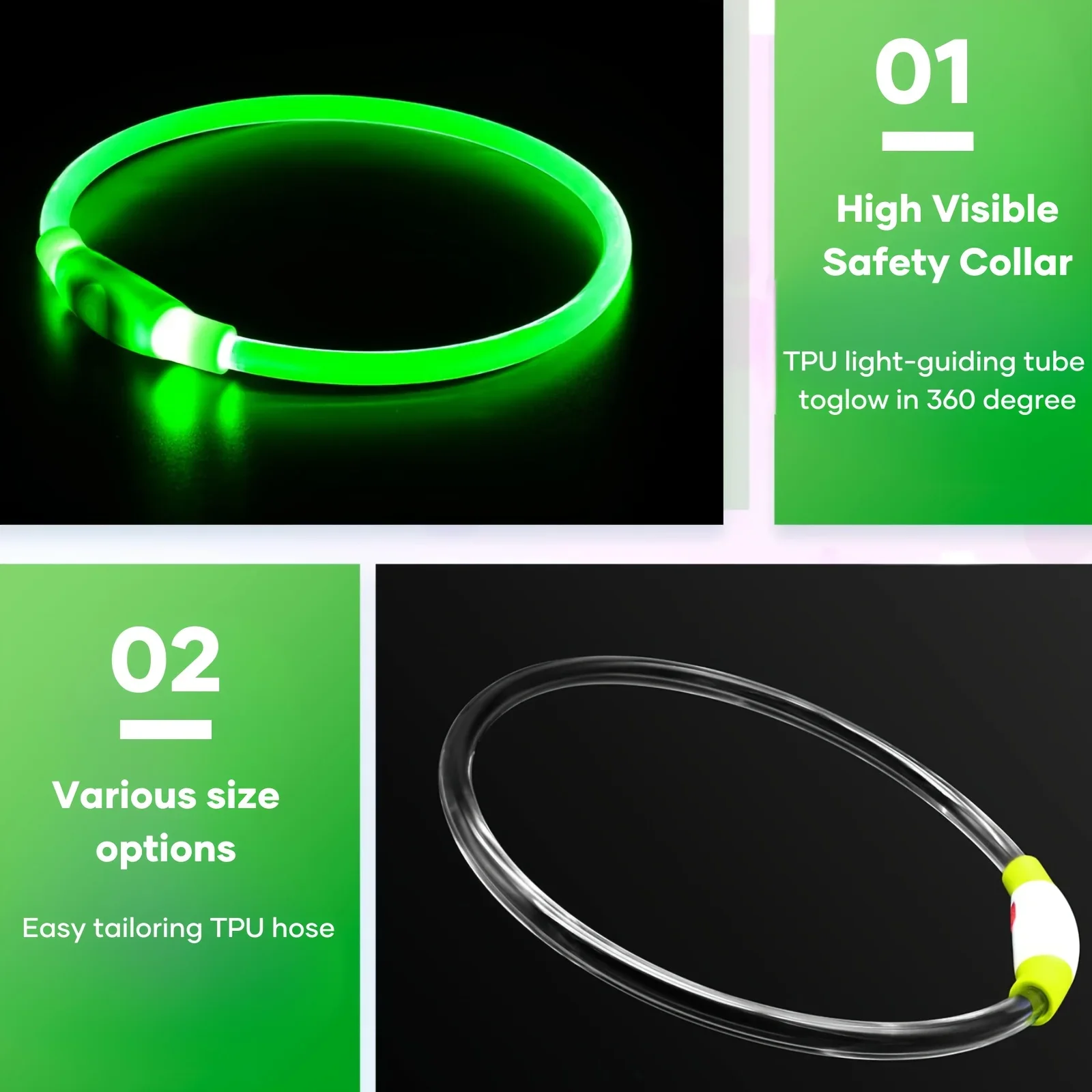Haustier Hund LED Licht Halsband leuchtende Anti-verlorene Hundehalsband USB-Aufladung Hundehalskette Halsband groß mittel klein