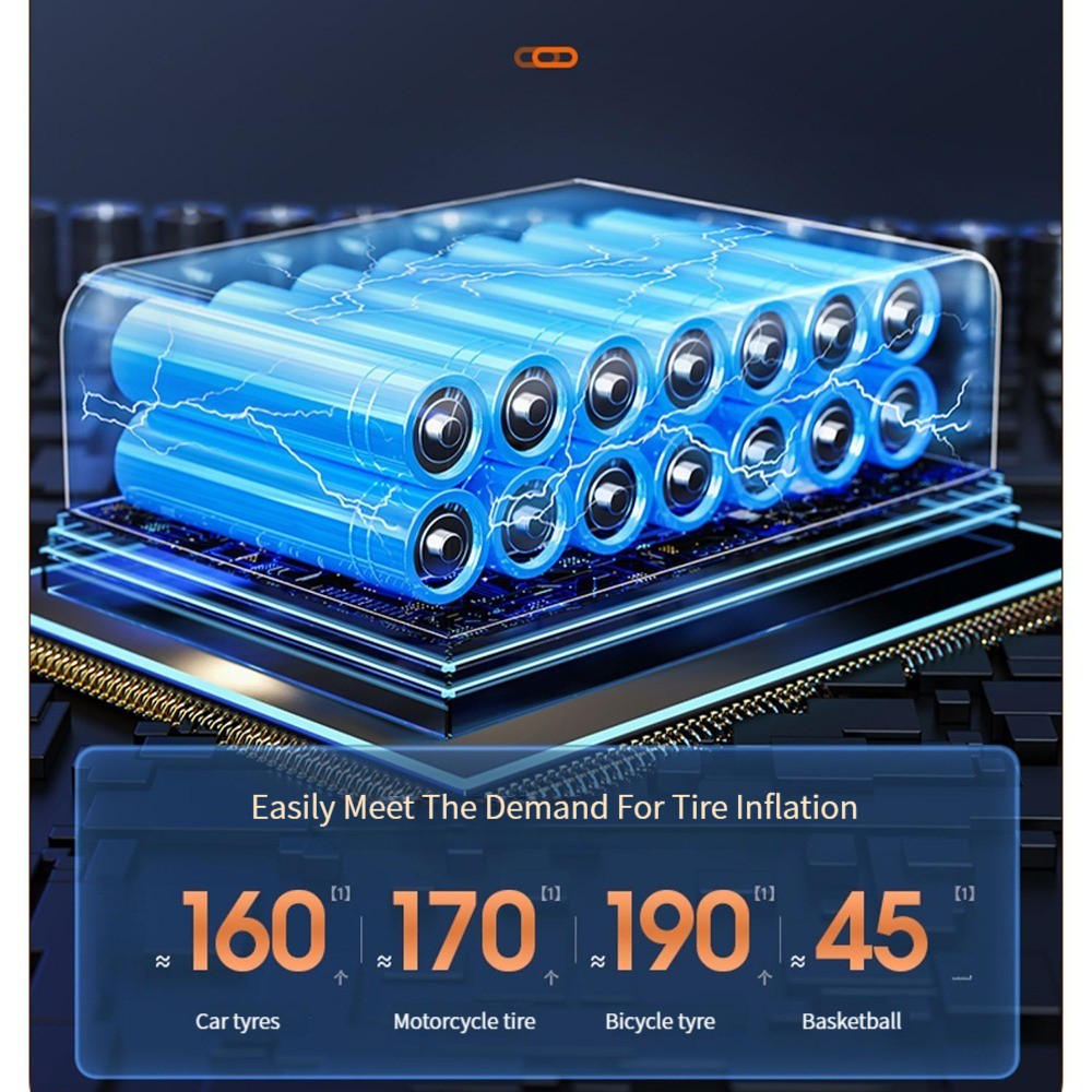 TINSOL 150PSI Bomba de aire inalámbrica portátil Bomba de aire para automóvil Inflador de neumáticos eléctrico Adecuado para neumáticos de automóviles de motocicletas y deportes de pelota