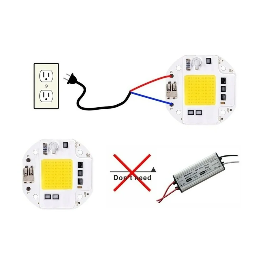 Chip LED COB ad alta potenza 100W 70W 50W senza saldatura per faretto Proiettore 220V 110V Perline luminose integrate Alluminio Bianco caldo
