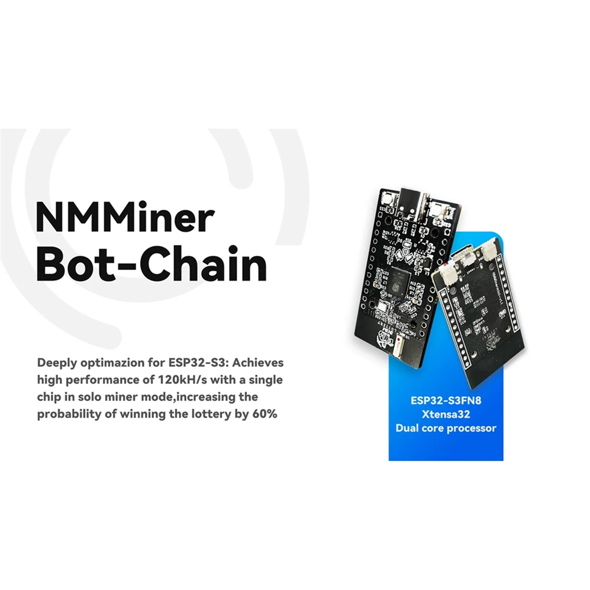 Diskon Besar NM-Bot-Chain NMMiner Lucky BTC Solo Lottery Miner 120KH/S Lebih Tinggi Nerdminer V2 ESP32S3 Rantai Satu Per Satu Daya Rendah 1 Buah